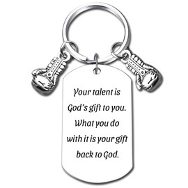 Inspirational Boxing Glove Keychain - Steel Appreciation Keepsake & Memorial Gift for Coach, Trainer, Colleague, Enthusiasts (God's gift to you)