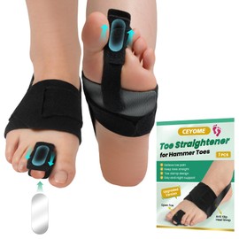 Hammer Toe Corrector for Women & Men – 1 Pack Adjustable Toe Splint for Hammer, Curled & Bent Toes – Toe Straightener Helps Relieve Pain & Foot Pressure