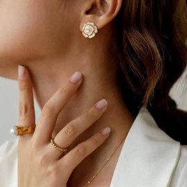 Yheakne Vintage Crystal Flower Ear Jacket Earrings Gold Rhinestone Chain Tassel Earrings Sparkling Tennis Chain Earrings Jewelry for Women and Girls