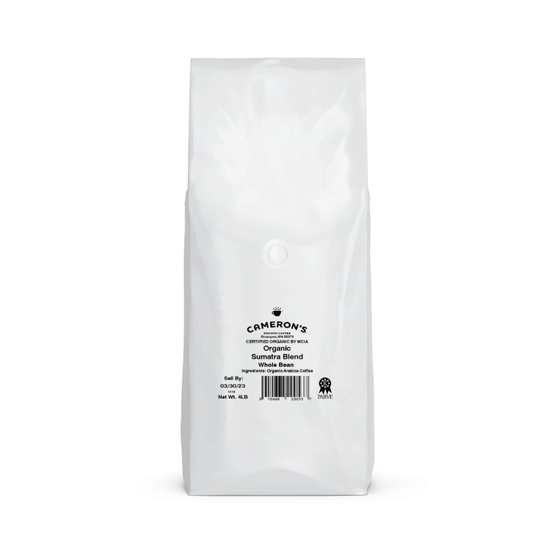 Cameron's Coffee Roasted Whole Bean Coffee, Organic Sumatra Blend, 4