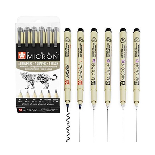 SAKURA Pigma Micron - Pigment Fineliner Pens - 01/03/05/08/Graphic/Brush -