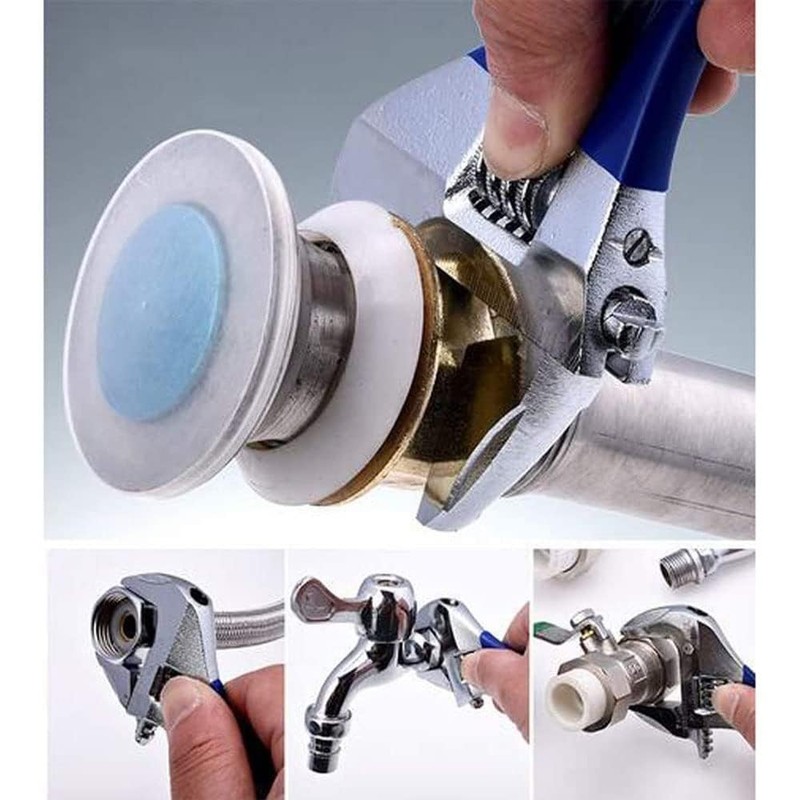 LSLANSOON ワイドモンキーレンチ 200mm 口幅44mm パイプレンチ 水道 水栓レンチ 万能レンチ 軽量 調節可能