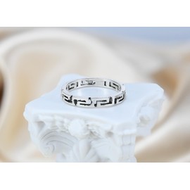 AeraVida Trendy Greek Key or Meander Band .925 Sterling Silver Ring | Greek Key Rings For Women | Ring Size 5 To 10 Silver | Sterling Silver Ring | Greek Jewelry, Metal, not known