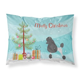 Caroline's Treasures BB2957PILLOWCASE Poodle Merry Christmas Tree Fabric Standard Pillowcase Lightweight Super Soft Easy Care Decorative Artwork Pillowcase, Standard