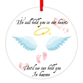 FaCraft Baby Christmas in Heaven Ornament,3" Angel Baby Memorial Christmas Ornaments, Footprint Hold You in Our Hearts Loss of Baby Sympathy Gifts Baby Memorial Gifts