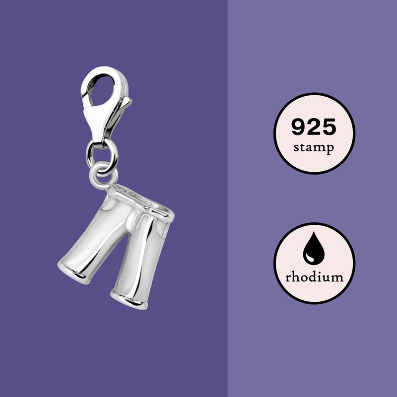 Quiges 925 Silver Charm Pendant Clothing with Lobster Clasp for