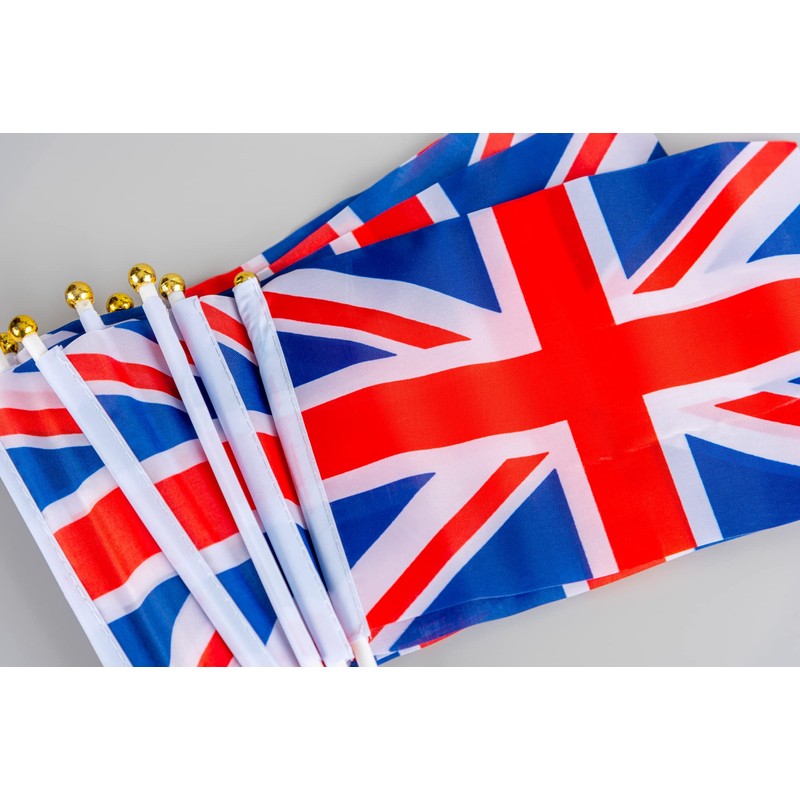 100pcs Union Jack Hand Flags Queen's Platinum Jubilee Waving Flag