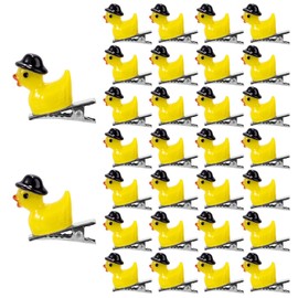 Lyreh 30pcs Duck Hair Clips, Resin Duck with Hat Clips Tiny Adorable and Stylish Yellow Hairpin for Daily Usage School Parties Musical Festivals and Carnival Hair Decorations