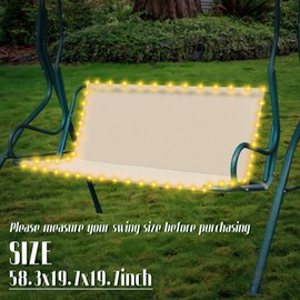 HunnmingRe LED Patio Swing Seat Cover Bench Swing Replacement Covers Porch Swing Cover 600D Thicken Oxford Waterproof Fabric for Outdoor Porch Garden Yard Chair