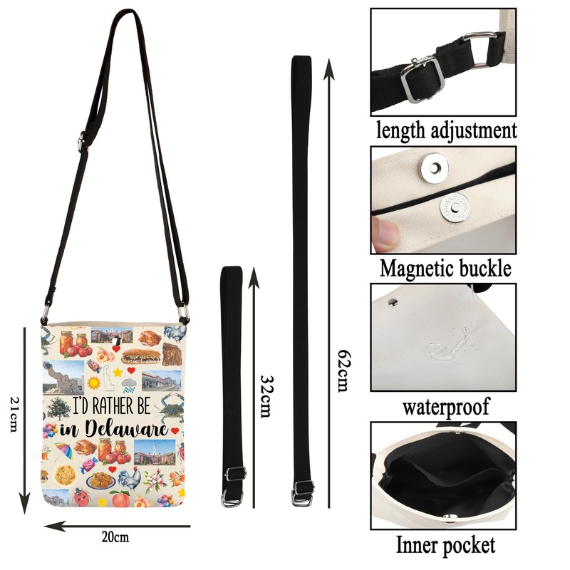 G2TUP Delaware State Gift I'd Rather Be In Delaware Crossbody