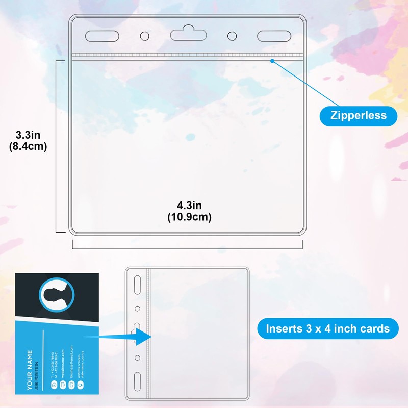 100 Pack Horizontal Card Protector 4x3 Inch Clear ID Holder