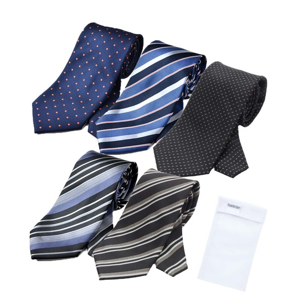 Businessman Support Washable Necktie Set of 5, Washing Bag Included