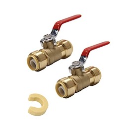 (Pack of 2) EFIELD 1/2 Inch Ball Valve for Push-Fit Valve Full Port Ball Valve with a Disconnect Clip, Brass UPC Certified,(PF-VALVE046-2PCS)