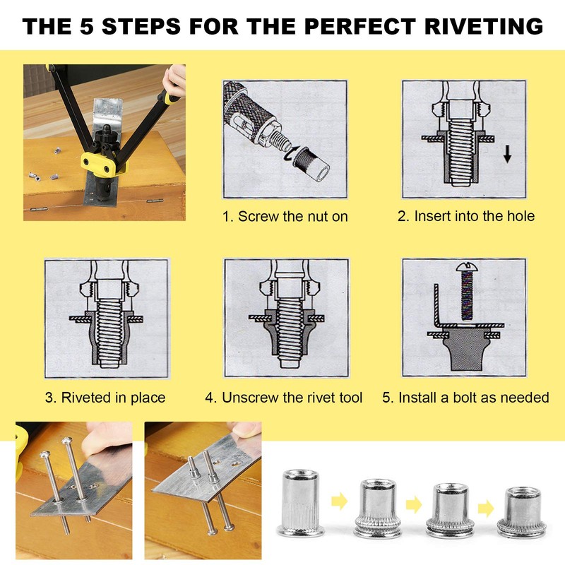 Mardatt 85Pcs SAE 304 Stainless Steel Rivet Nuts Rivnut Assortment