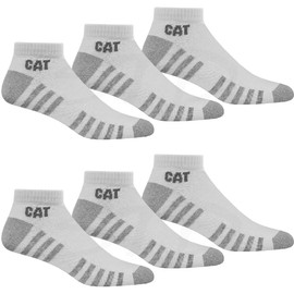 Cat Caterpillar 6 Pairs Work Light Trainers Socks Sizes 39-50 Thin Ankle High Reinforced Socks, 6 pairs of white, 39 - 42