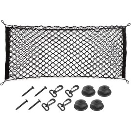 Red de carga trasera para coche, ajustable y elástica para almacenamiento, red de almacenamiento de ajuste universal para baúl de coche, vehículo, SUV (110 x 40 cm)