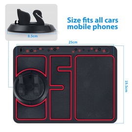 Antirutschmatte mit Handyhalterung,Rutschfestes Telefonpad 4 in 1,Multifunktionales Telefonpad Für Das Auto,360° drehbarer Handyhalter