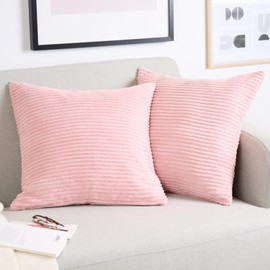 Blumtal Set of 2 Cushion Covers, 40 x 40 cm, Corduroy Decorative Cushion Covers with Hidden Zip, Sofa Cushion, Couch Cushion or Decorative Cushion, Misty Rose - Pink