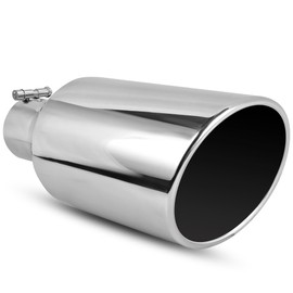 YITAMOTOR 3" to 6" Diesel Exhaust Tip, 3" Inlet 6" Outlet 15" Long Stainless Steel Professional Polished Exhaust Tail Tip for All 3" Outside Diameter Tailpipe, Rolled Angle Cut, Bolt-On, Silver