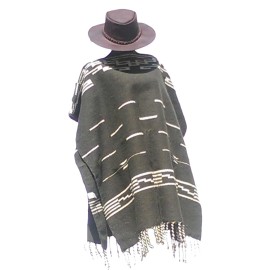 Sharpshooter Clint Eastwood Bounty Killer Good Bad Ugly Original Pattern Wool Movie Poncho - Olive Green