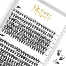 240Pcs Individual Lashes QUEWEL Cluster Lashes Individual Lash Extension 30D+40D D Curl Lashes Cluster DIY Look Like Eyelash Extensions Mix8-14mm at Home(30D+40D 0.07D MIX8-14mm)