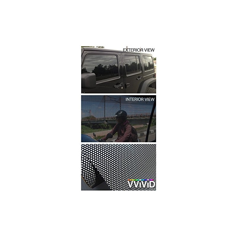 VViViD One-Way Perforated Black Vinyl Privacy Window Film Adhesive Glass