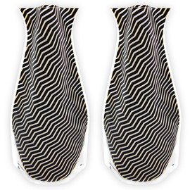 MODGY Expandable Flower Vase, Plastic Decorative Modern Foldable Printed Vases for Centerpieces for Wedding, Dining Table, Home Decor, Living Room, Bathroom, Office, Giza, 2 Pack