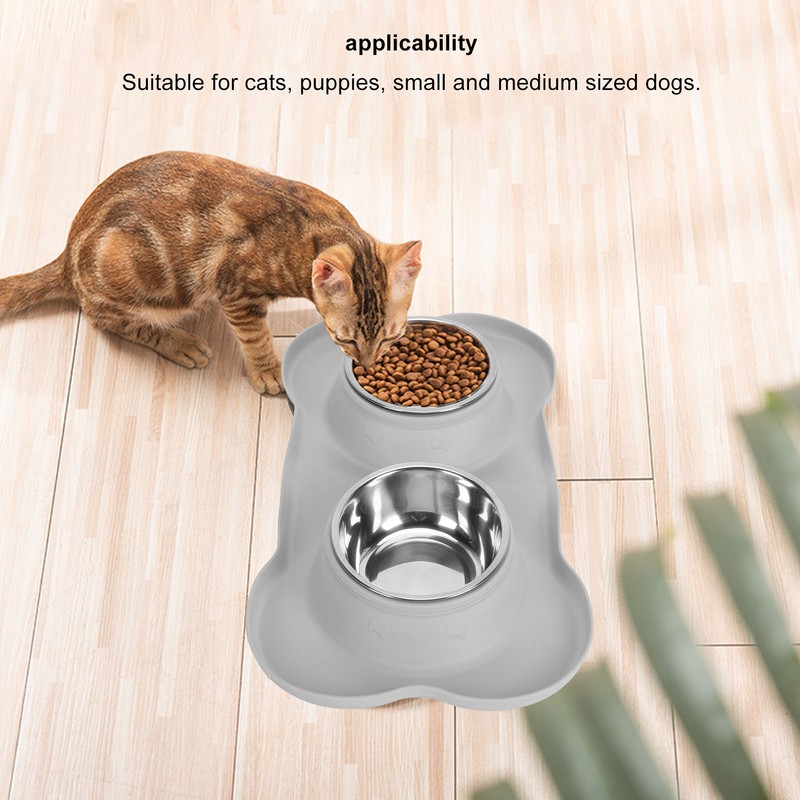 Double Pet Bowls Rustproof Stainless Steel Dog Water Food Bowls