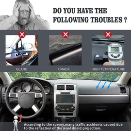 Dashboard Cover Dash Cover Mat Pad Carpet Custom Fit for Dodge Charger 2008 2009 2010 (Black)