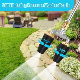 Dual Turbo Pressure Washer Nozzle 360°Rotating, 4000 PSI Max, 1/4" Quick Connect, 2.5 Orifice, 4-6 GPM, for Car, Garden, Driveway Cleaning