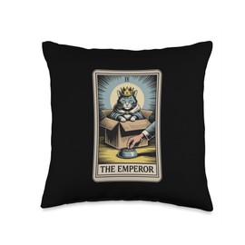 The Emperor Cat Tarot Card Cat In Box Lover Funny Cat Throw Pillow