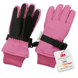 Zelda Matilda Guantes de invierno impermeables para niños, para niñas y niños, ideales para nieve y esquí, Rosado oscuro, 12-15 Años