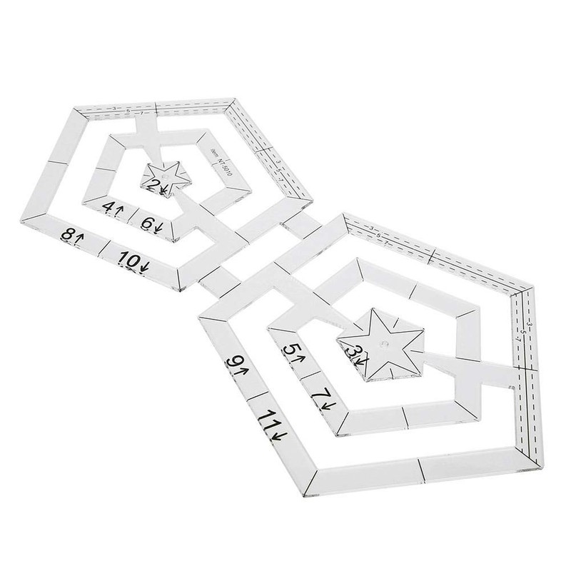 Quilting Ruler, Double Pentagon Quilting Rulers Transparent Acrylic Patchwork Sewing