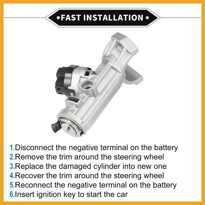 Partuto Ignition Lock Cylinder Kit Compatible for Citroen Relay 2006-Now