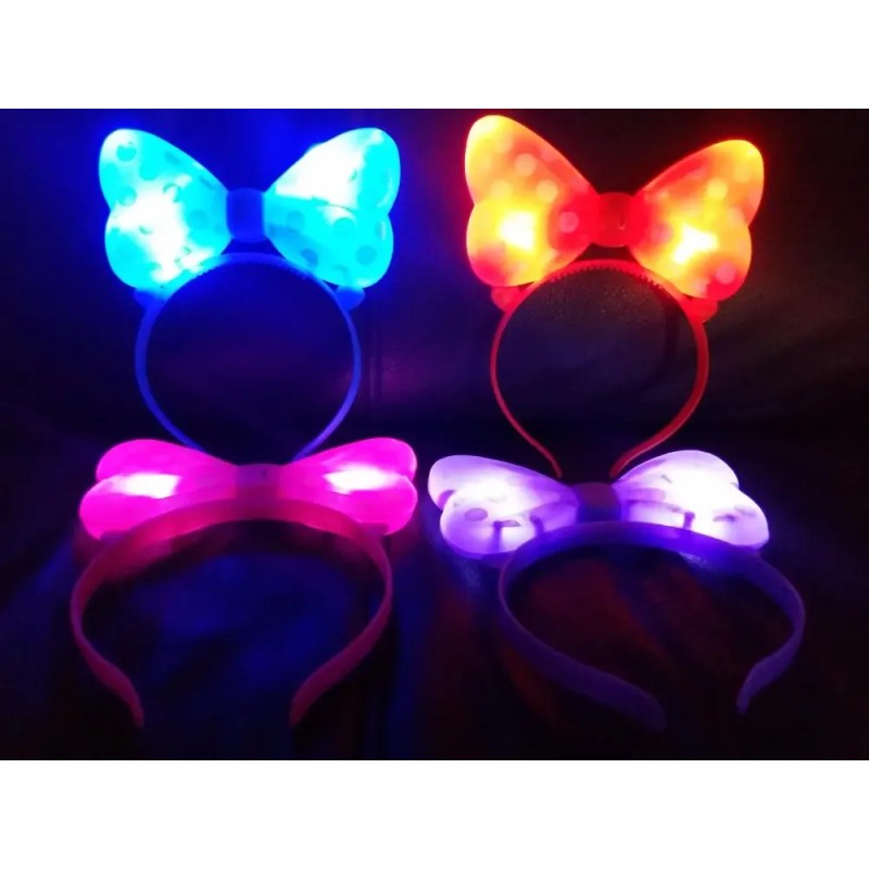 10 Diadema Minnie Luz Led Luminosa Boda Fiesta Batucada Xv