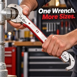 9-45mm Double-Ended Self-Adjusting Universal Wrench, High Carbon Steel Multi-Purpose Spanner
