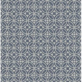 A-Street Prints Larsson Indigo Ogee Wallpaper
