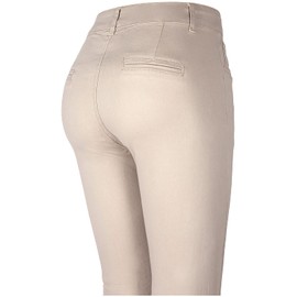 2LUV Women's Women's Stretchy 5 Pocket Super Comfy Denim Jeans Stretchy 3 Pocket Skinny Uniform School Work Pants Women Ultra Stretch Comfy Juniors Colored Skinny Jeans Khaki 3