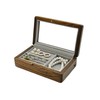 NESPARTY Walnut Jewelry Storage Box with Glass Lid, Multi-Functional Wooden