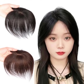 QIAOXI Wig, Hair Piece, Hair Extension, Partial Wig, 100% Human Hair, Artificial Skin, Breathable, Fully Hand Planted, Wig, Gray Hair, Enhancing Hair