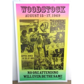 Generic Vintage Woodstock Concert Poster 1969 Bethel, NY Aquarian Exposition, Black