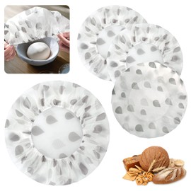4 PCS Food Covers Elastic, Bowl Covers Reusable Stretchy, Fresh Keeping Bags Waterproof, Bread Proofing Bowl Food Storage Wrap, For Bread Rising, Storage, Vegetables, Meat (Gray)
