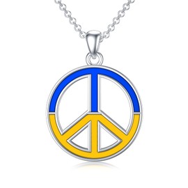 Seiyang Collar con signo de paz de plata de ley con colgante de Ucrania para amantes de la paz