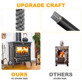 Flintronic Fireplace Seal, Oven Sealing Cord, Fireproof Fibreglass Cord, Fireplace Sealing Tape, Heat Resistant up to 600 °C (Φ: 10 mm, Length 3 m) Door Seal for Many Fireplace, Smoker, Stove Stove