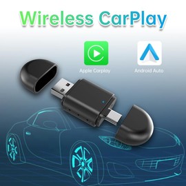 2 in 1 Wireless Carplay Adapter, Plug & Play Magic Link Carplay Stable Fast Connection, Convert Factory Wired to Wireless Carplay Dongle/Android Auto Adapter for 2016+ Cars