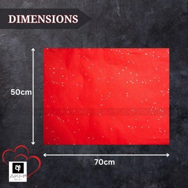 AKH® Red Glitter Tissue Paper | (W) 70 x (H) 50cm | Pack of 6 Sparkling Sheets for Festive Gift Wrapping | Valentine's Day Gift Packaging Wrapping Decoration Craft Tissue Papers