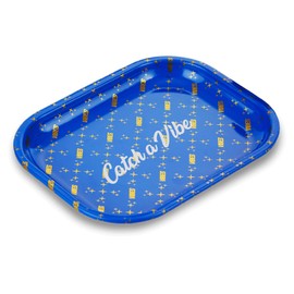 Vibes Premium Metal Tray- 7"x5.5"x0.3" Compact, Portable, and Designed for Your Leisure Time, Scratch-Resistant, and Travel-Friendly for On-The-Go Lifestyles (Blue Small)