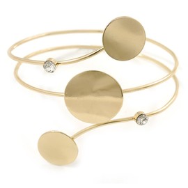 Avalaya Polished Gold Tone Triple Circle Upper Arm, Armlet Bracelet - 27cm L