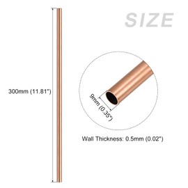 METALLIXITY Copper Tube 9mm Outside Diameter x 1mm Wall Thickness x 300mm Length Straight Tube for Home Furnishing Machinery DIY Handicrafts
