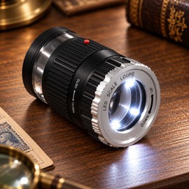 30X Pocket Magnifier for Detailed Inspection – LED UV Light, Adjustable Focus & Scale for Jewelry, Coins and Fine Print